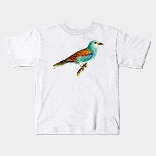 Blue bird illustration in vintage colorful design Kids T-Shirt